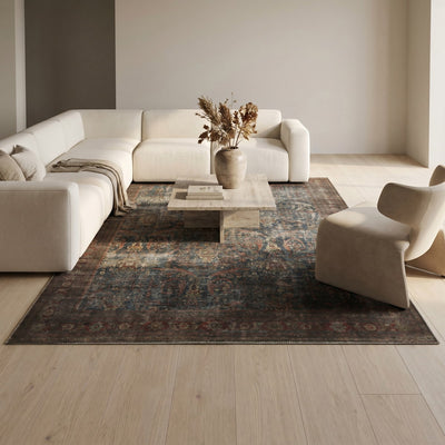 Tapis lavable vintage naturel - Pesaro - ambiance salon 2