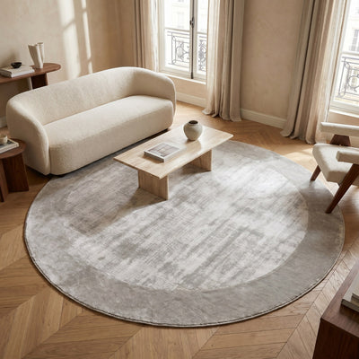 Tapis rond design gris clair - Bari - ambiance salon 1