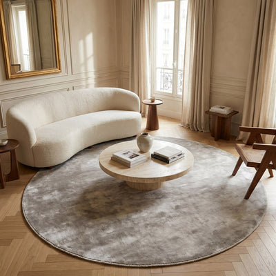 Tapis rond design naturel - Avellino - ambiance salon 1